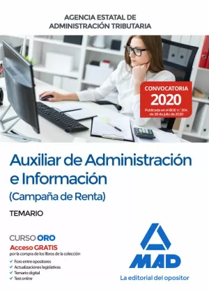 AUXILIAR ADMINISTRACIÓN INFORMACIÓN 2020 (CAMPAÑA RENTA) AGENCIA TRIBUTARIA ESTATAL