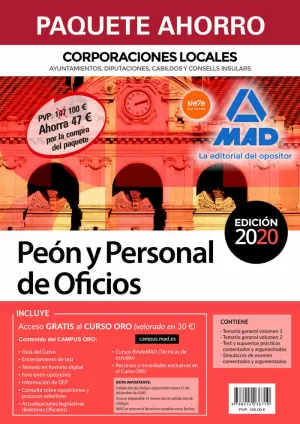 PAQUETE AHORRO PEÓN  PERSONAL OFICIOS 2020 CORPORACIONES LOCALES