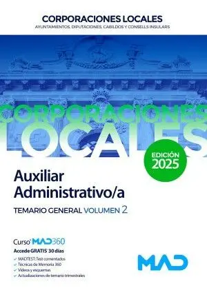 AUXILIAR ADMINISTRATIVO 2025 CORPORACIONES LOCALES