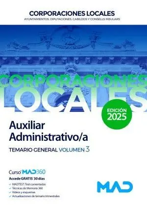AUXILIAR ADMINISTRATIVO/A DE AYUNTAMIENTOS, DIPUTACIONES Y OTRAS CORPORACIONES LOCALES