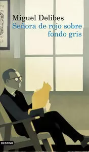 SEÑORA DE ROJO SOBRE FONDO GRIS