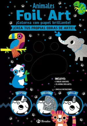 FOIL ART ANIMALES COLOREA CON PAPEL BRILLANTE