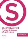 MATEMATICAS 2015 PRUEBAS DE ACCESO A LA UNIVERSIDAD. SELECTIVIDAD
