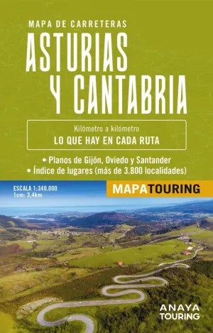 MAPA DE CARRETERAS ASTURIAS Y CANTABRIA 2025 (DESPLEGABLE), ESCALA 1:340.000