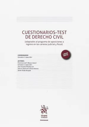 CUESTIONARIOS-TEST DE DERECHO CIVIL (ADAPTADOS PROGRAMA OPOSICIONES INGRESO CARRERAS JUDICIAL Y FISCAL)