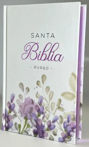 BIBLIA RVR60 MANUAL CARTONÉ FLORES VIOLETAS LETRA GRANDE
